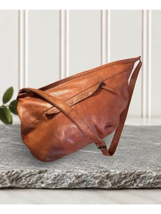 Ashwood Handbags - Ashwood Genuine Leather Crescent Moon Hobo Bag Purse Cognac Brown Slouchy